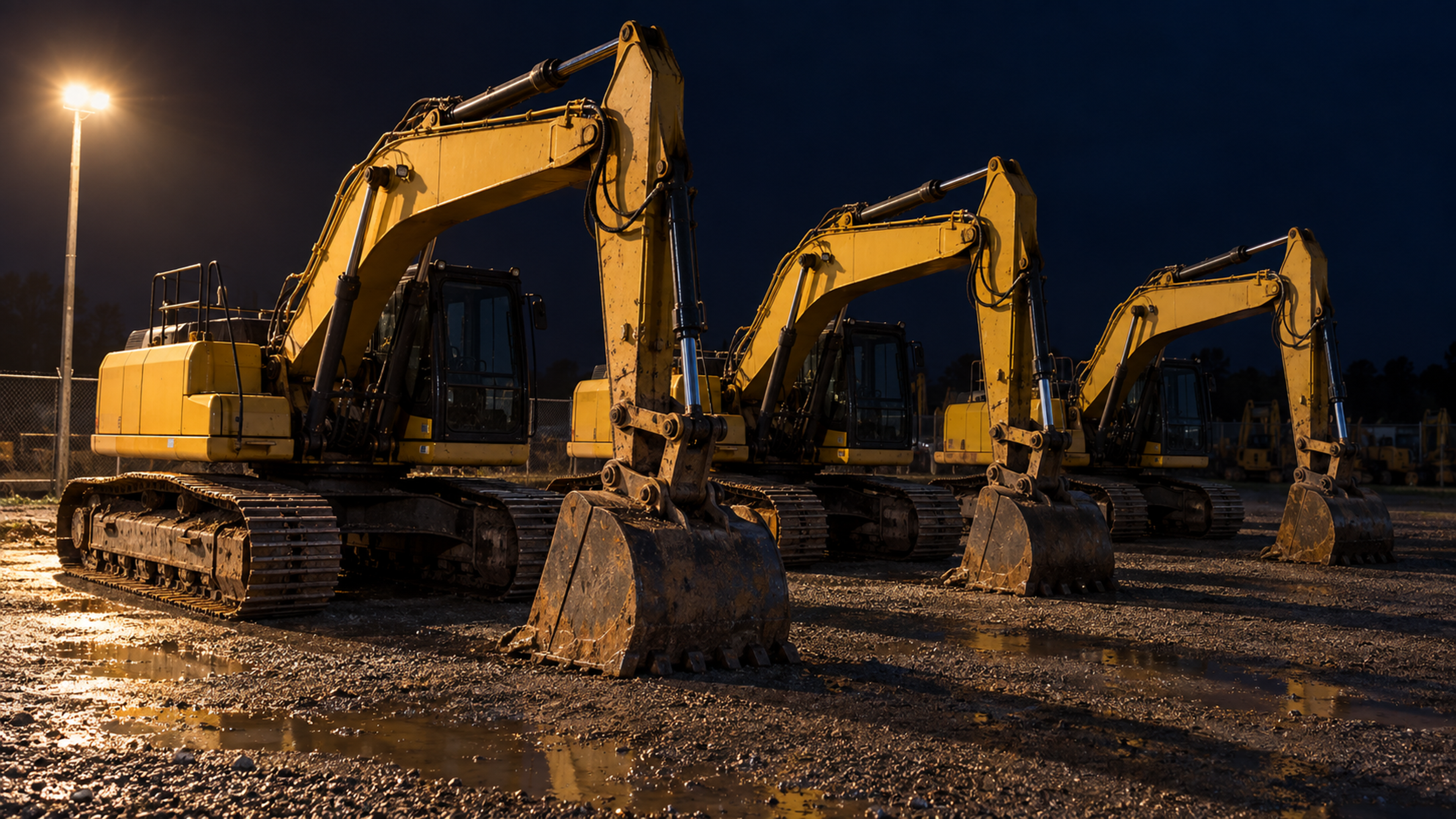 Editorial image: a plant yard at night. No text in the artwork.