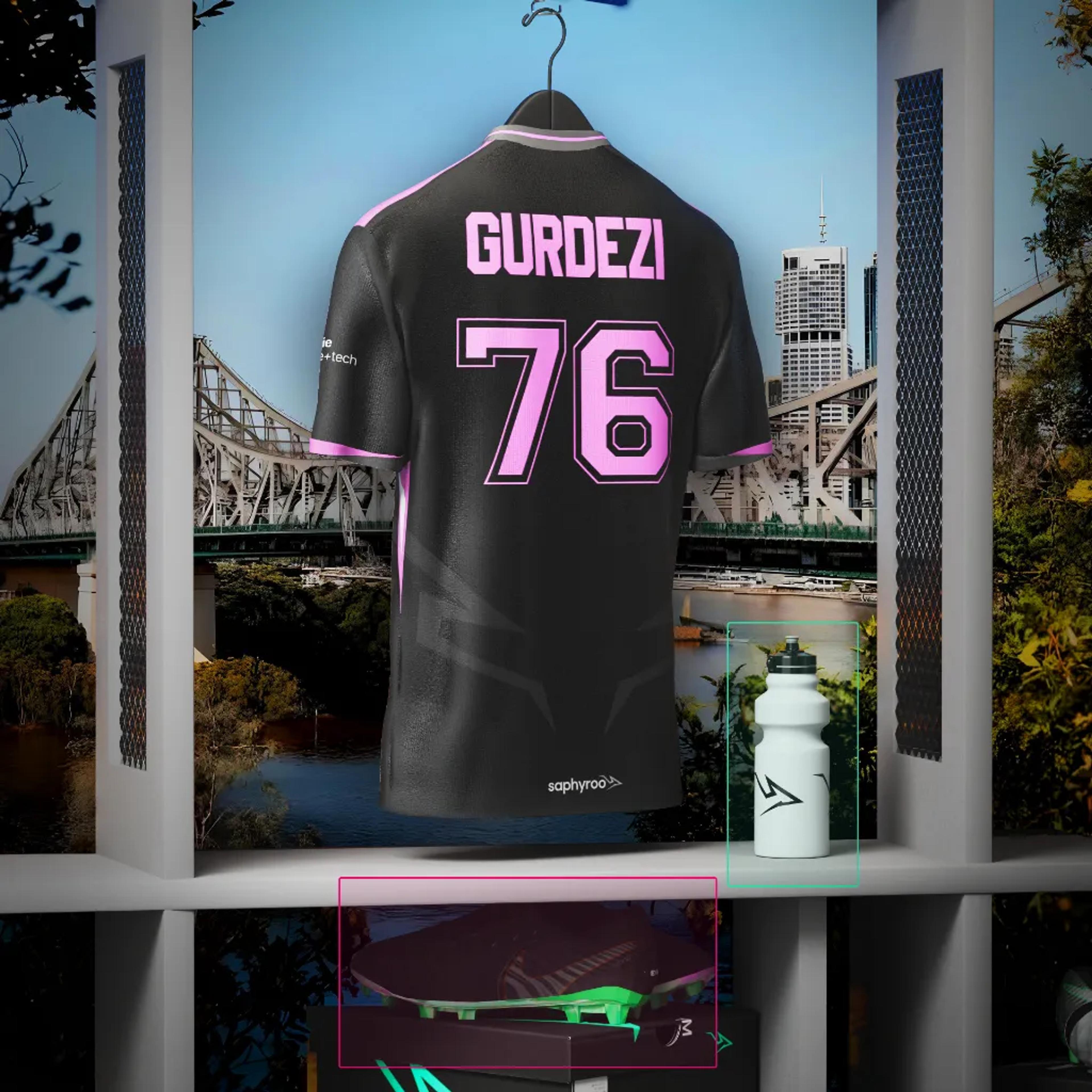 Ferhet Gurdezi's Saphyroo shirt, name and number across the back