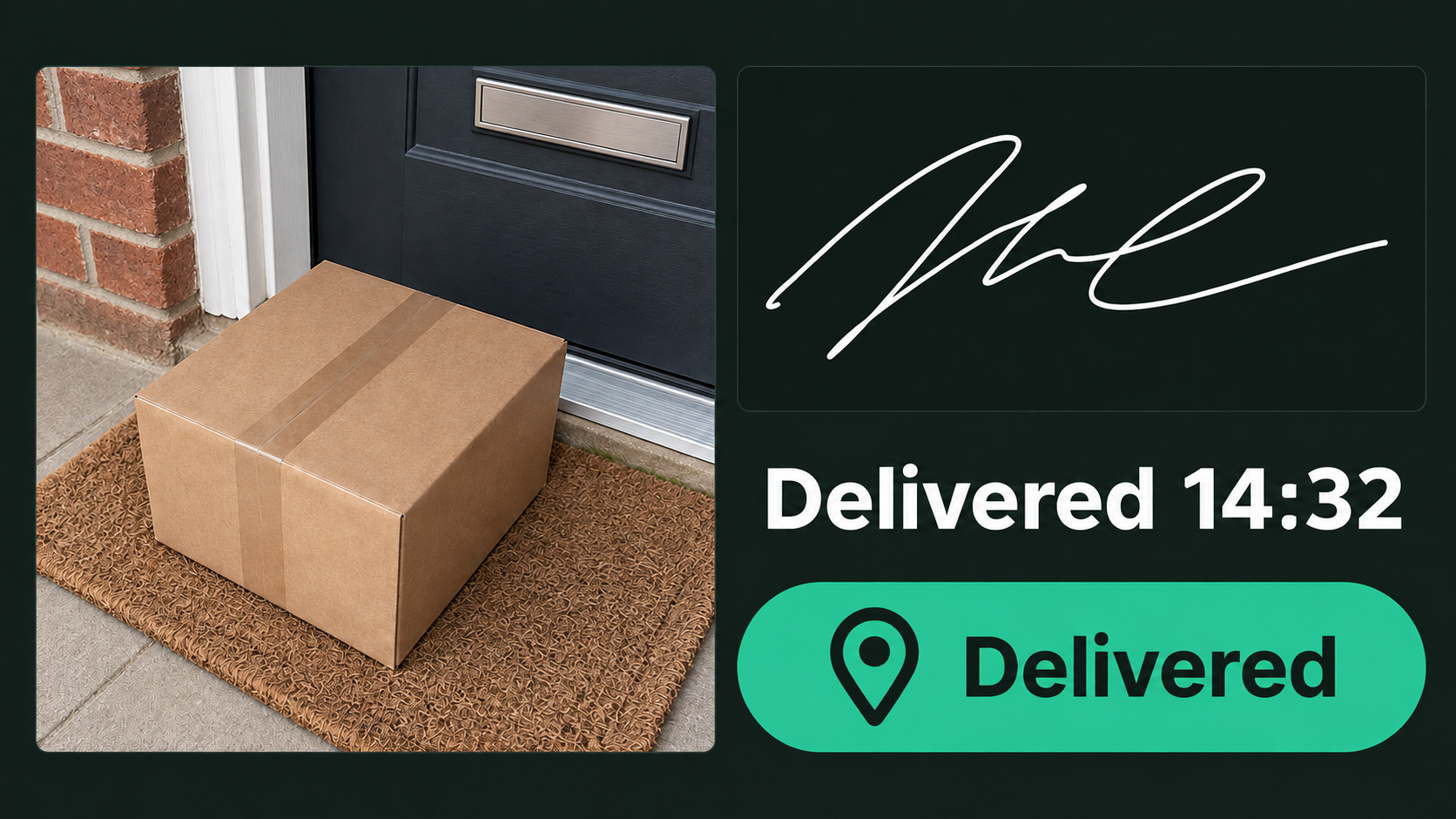 Proof of delivery: photo, signature and timestamp against a completed stop.