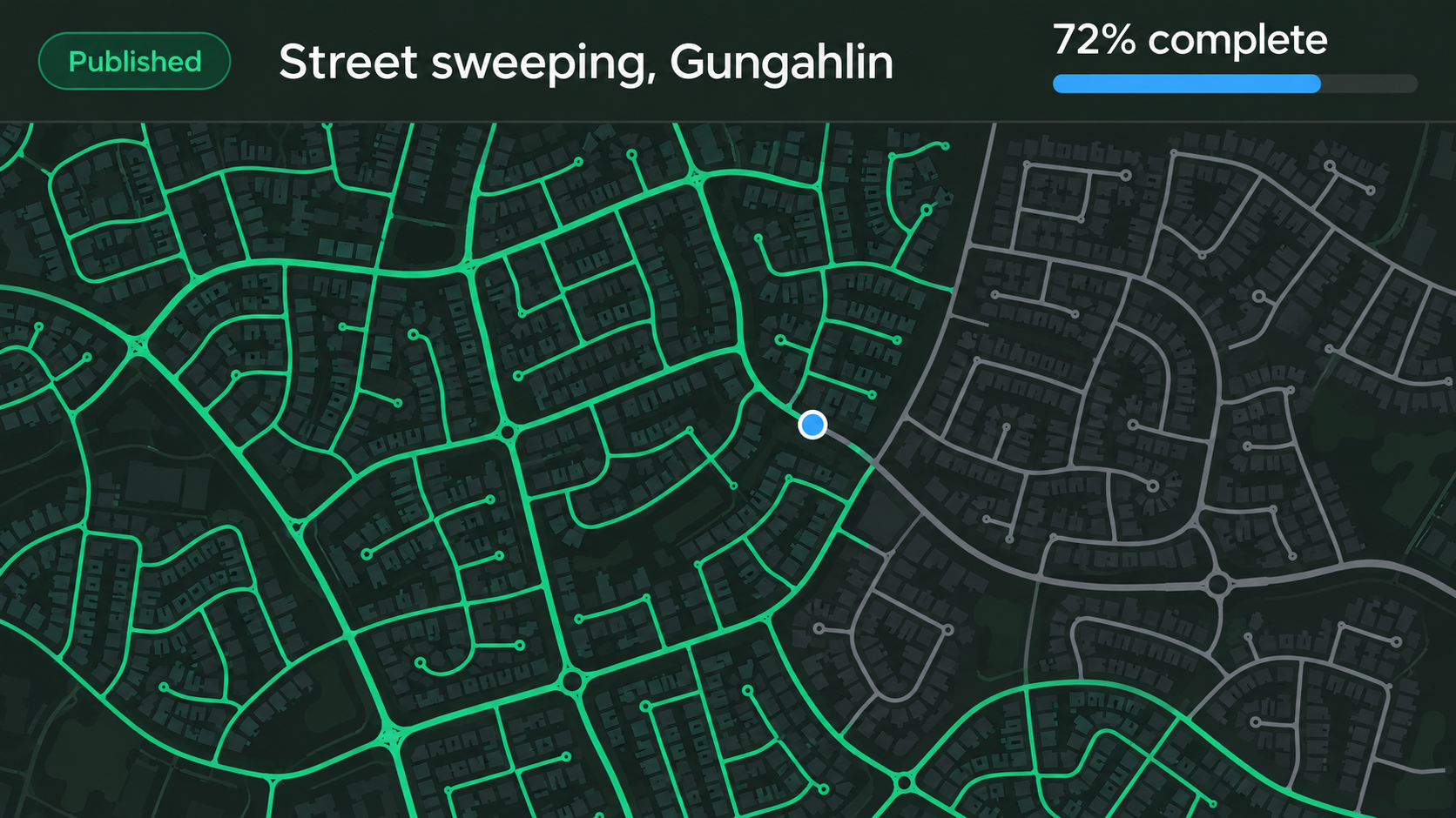 Community update: a published service map with the district's progress.