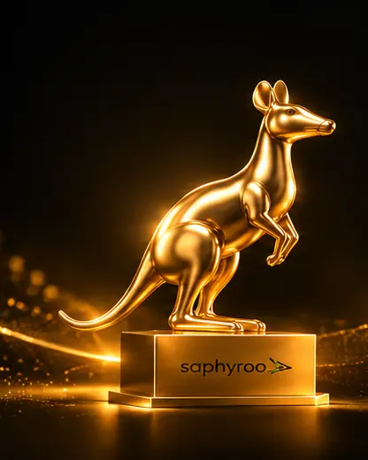 The Golden Roo trophy, a gold kangaroo on a Saphyroo plinth