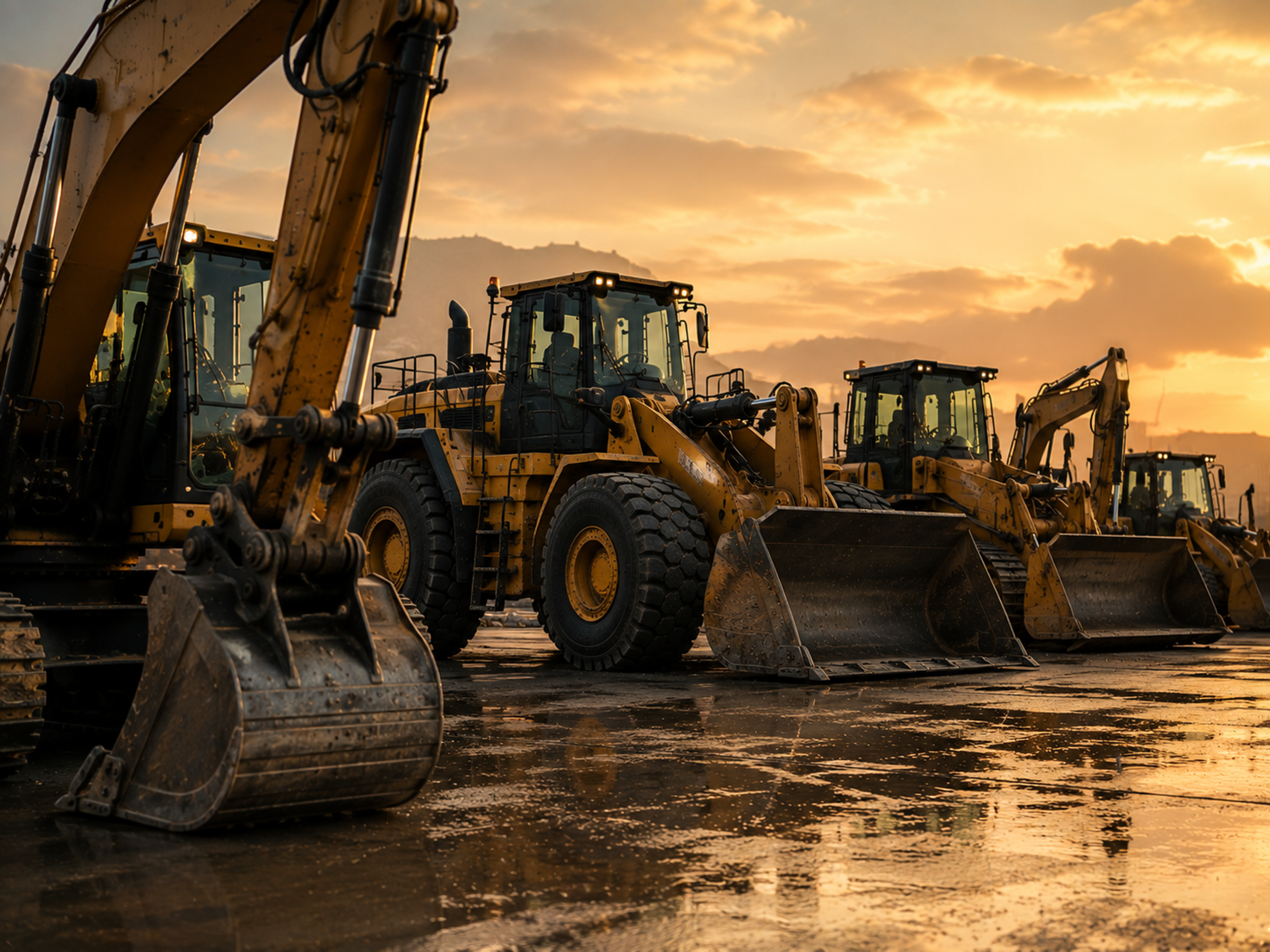 Rugged tracking unit for heavy equipment on a plain ground.