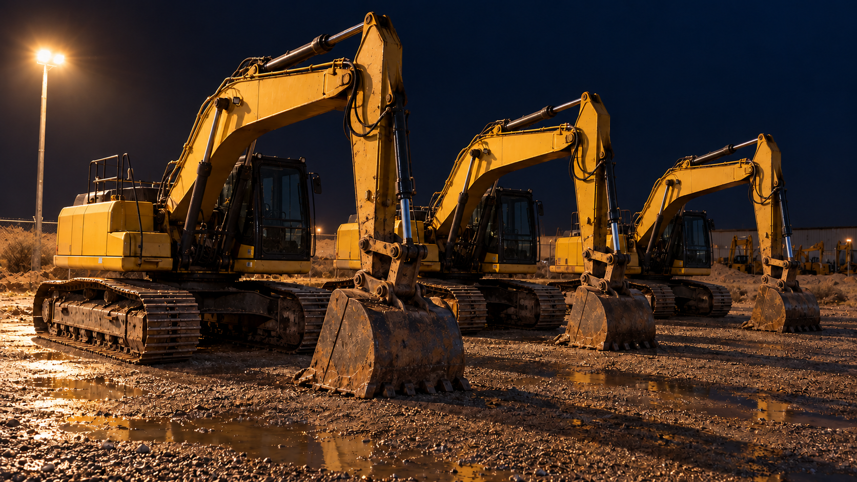 Editorial image: a plant yard at night. No text in the artwork.