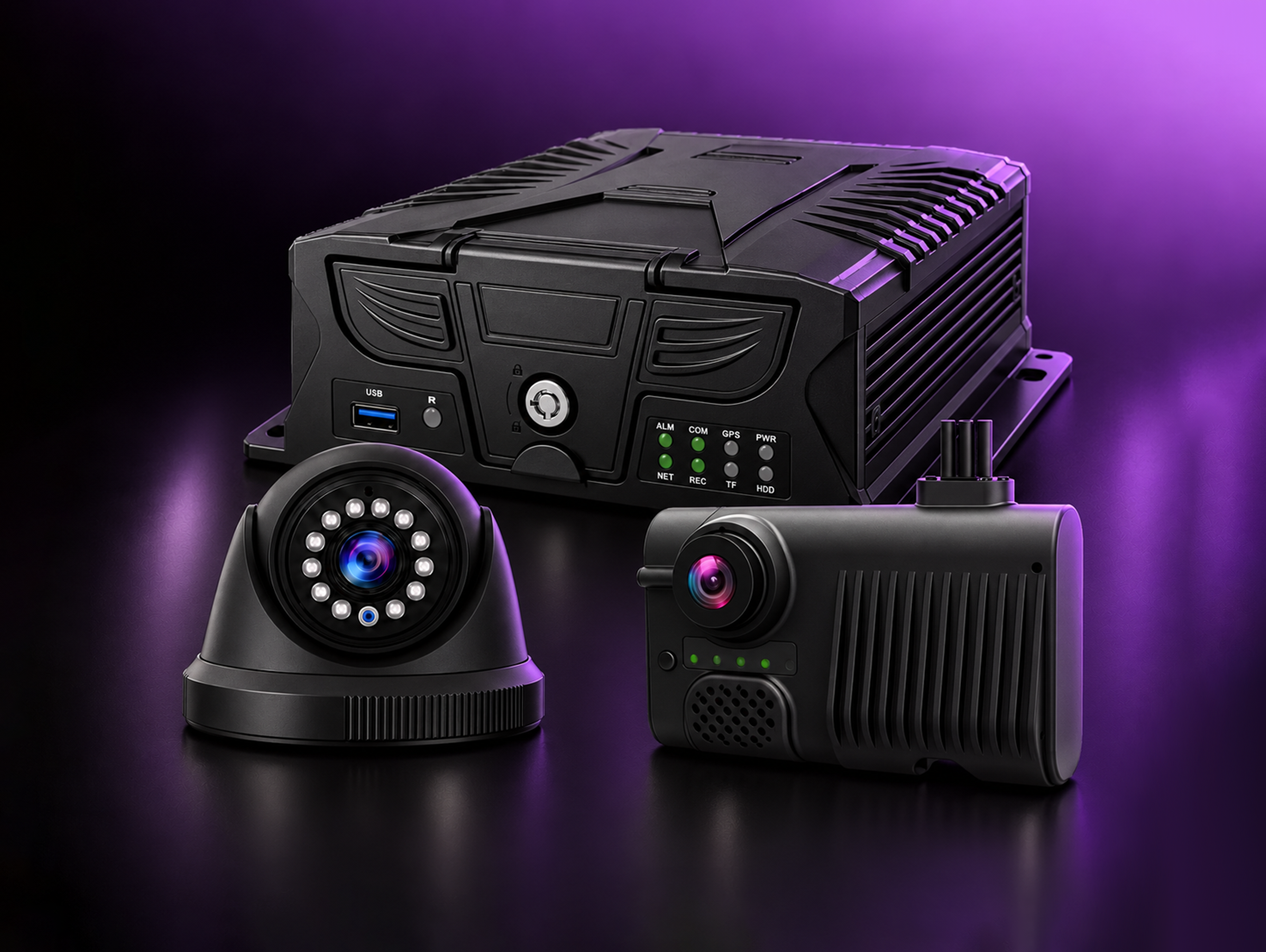 MDVR unit on a plain ground, three-quarter view.