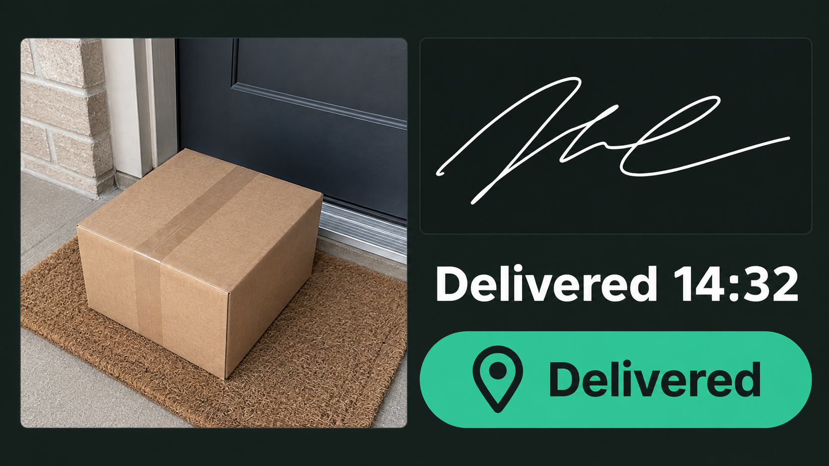 Proof of delivery: photo, signature and timestamp against a completed stop.