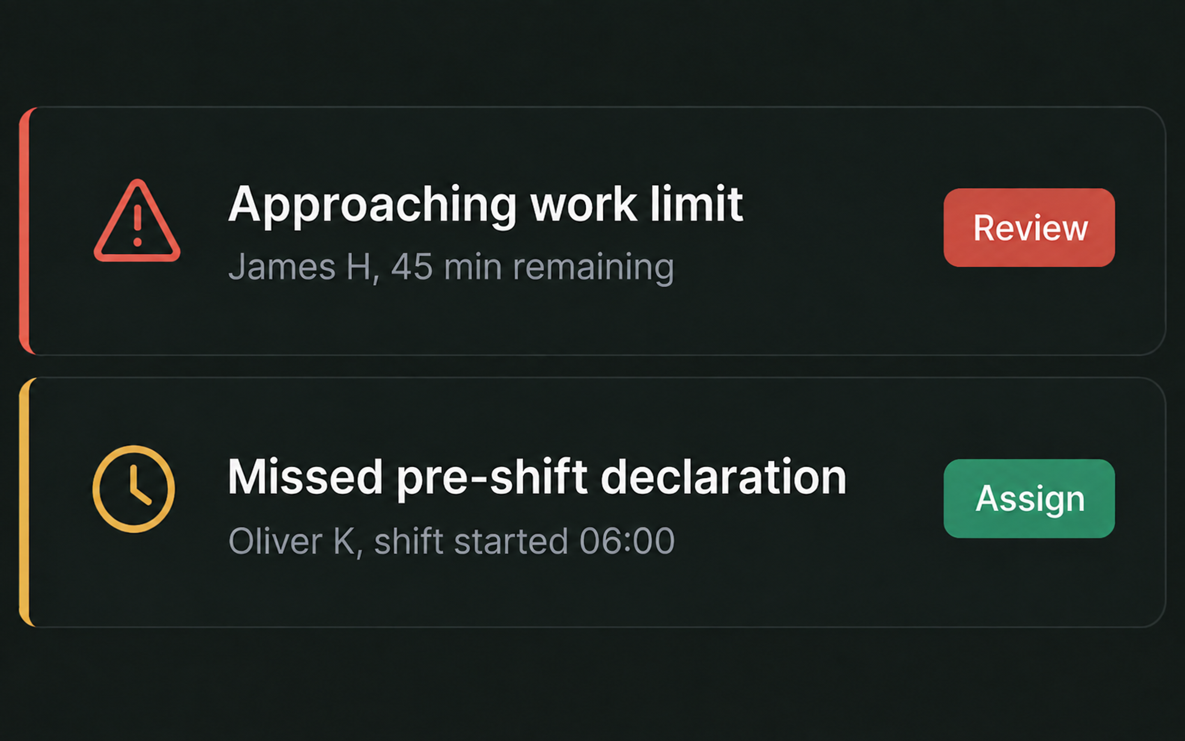 Drive360 EWD alerts panel listing threshold warnings and exceptions