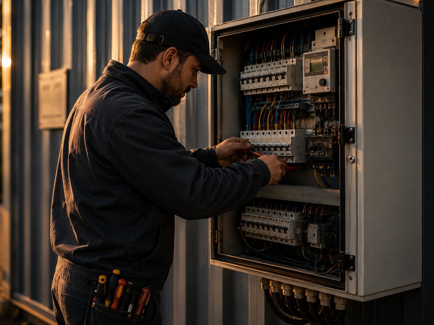 Field service technician working on site